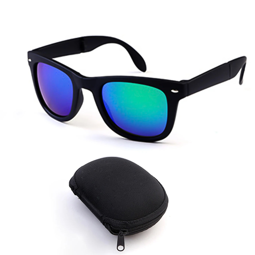 Portable Foldable Sunglasses Add Box Fashion Sun Glasses UV400 AC lenses non-slip Design Outdoor Goggles Men Women Retro Glass