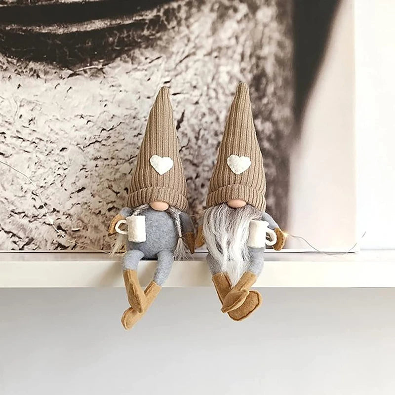 2/1PC Coffee Gnome Dolls Plush Knitted Faceless Doll Elf Dwarf Christmas Farmhouse Kitchen Coffee Bar Decorations Lover Gifts