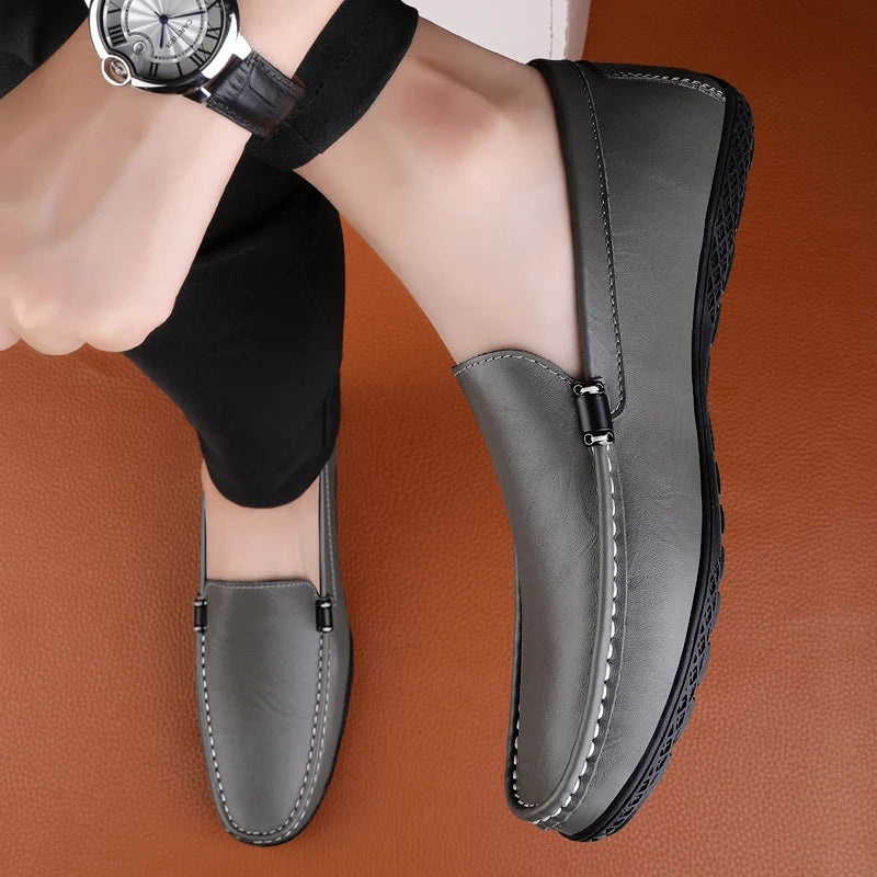 Comfort Genuine Leather Men Loafers All-match Lazy Shoes Breathable Moccasins Fashion Men Casual Shoes Slip-on Men Walking Shoes