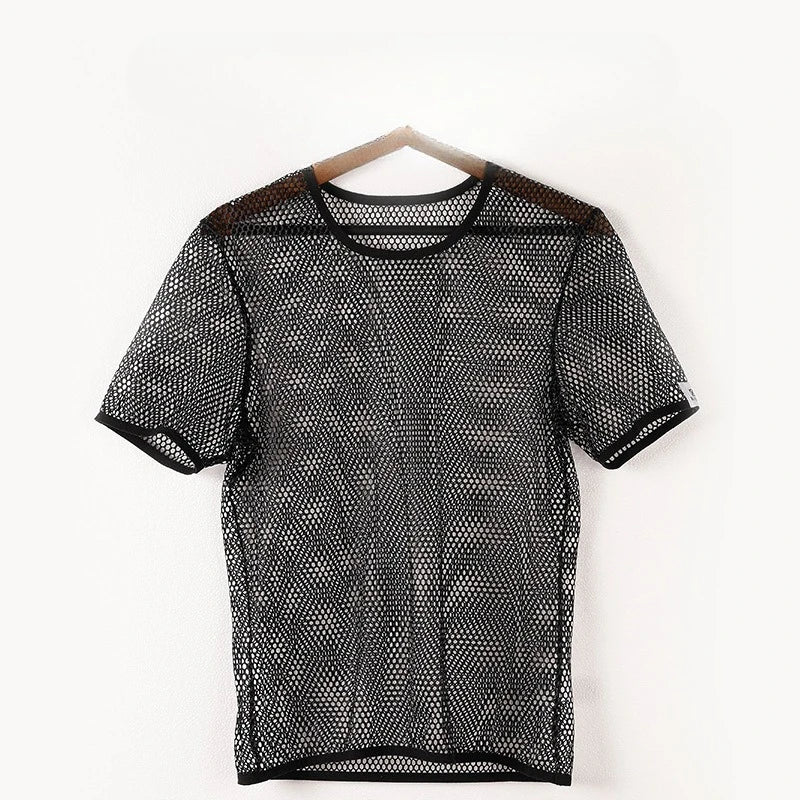 Men's Hollow Out Mesh T-Shirt, Breathable, Sport, See Through, Streetwear, Lightweight, Casual Tank Top, Summer, New Arrivals