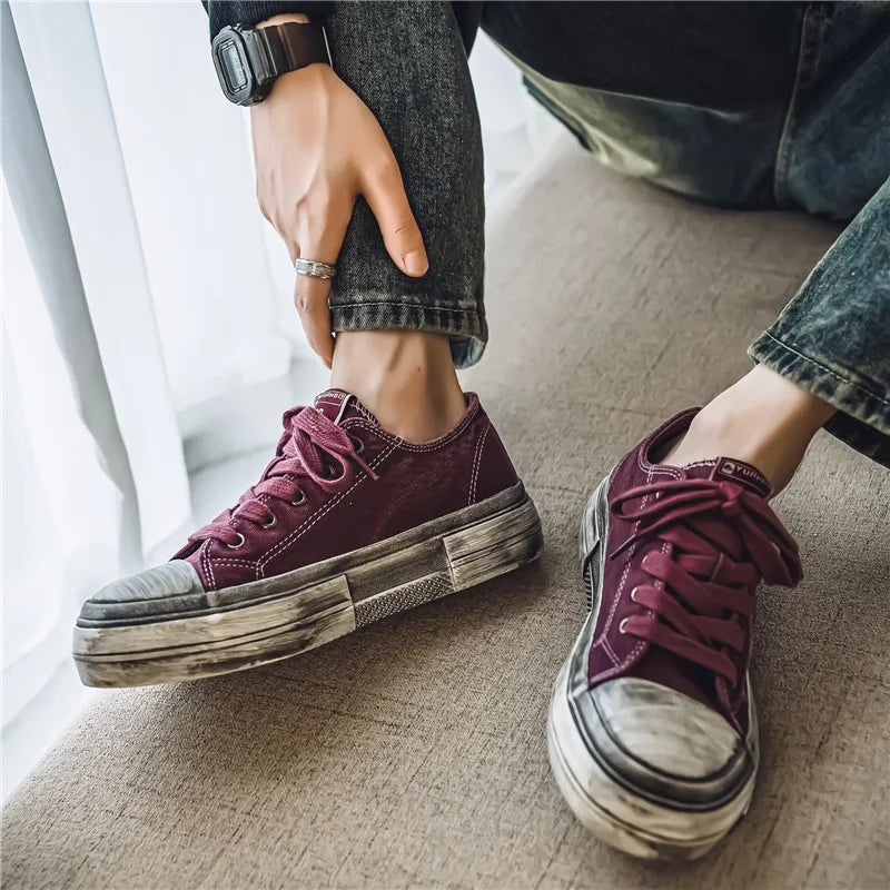 Schwarze Four Seasons Herren Stoffschuhe Modisch retro Make dirty style Freizeit Outdoor Party Street walking Jugend Schuhe