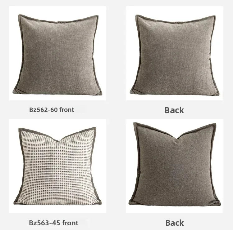 Design Luxury Cushion Cover 30x50 45x45 60x60cm Taupe Linen Woven Edged Square Pillowcase For Home Hotel Bed Living Room Sofa