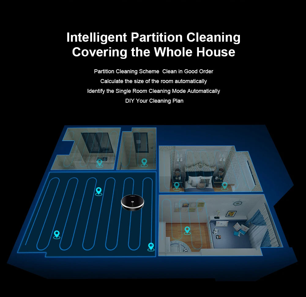 LIECTROUX C30B Robot Vacuum Cleaner AI Map Navigation,Smart Partition,WiFi App,6000Pa Suction,Dry and Wet Mopping,Disinfection