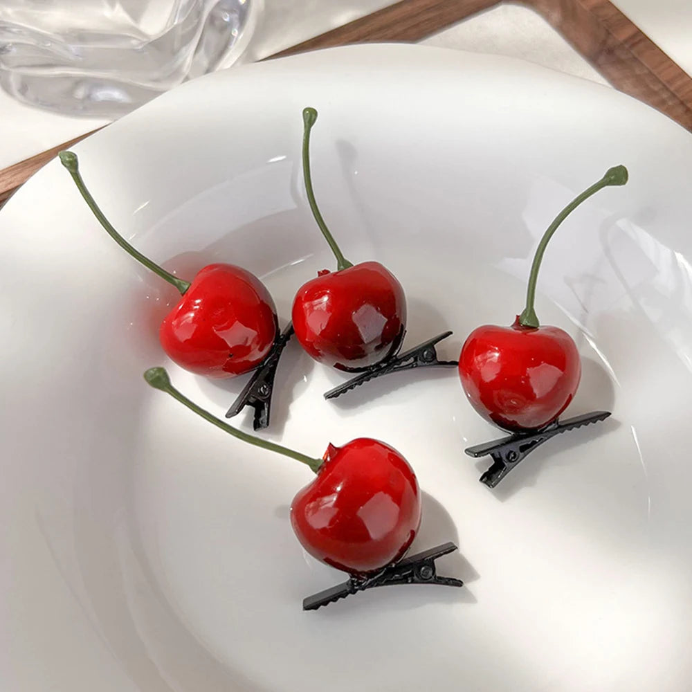 INS Cute Sweet Simulation Fruit Hair Clip Women Vivid Orange Cherry Peach Shaped Side Bangs Clip Hairpins Headdress Ornaments