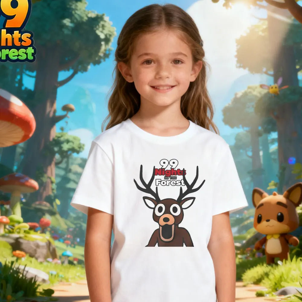 Kids 99 Night in The Forest Missing Game Graphic Tshirt Christmas Gamers Cotton Short Sleeve O-neck Gift for Holidays Boys Girls