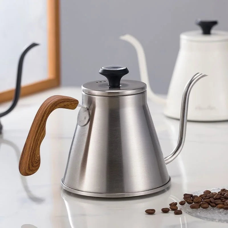 304 Stainless Steel Pour Over Coffee Kettle, Long Spout with Temperature Control, Suitable for Open Flame and Tea Brewing, 1.2L