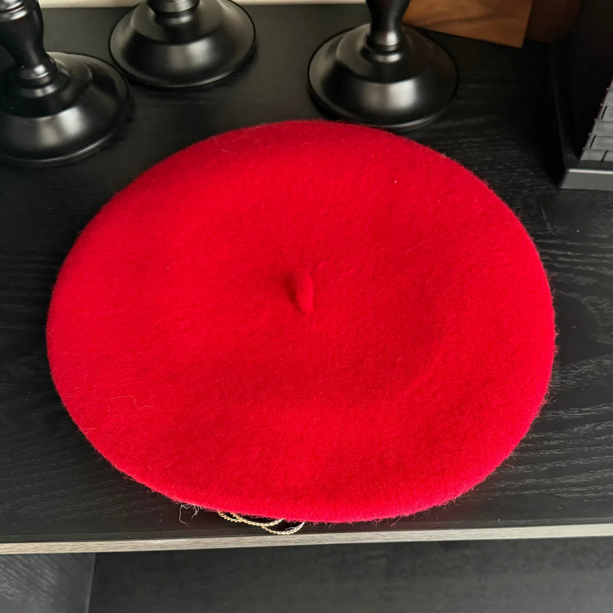 Women's Wool Beret with Camellia & Pearl | French Vintage Elegant Style | Party Painter Hat