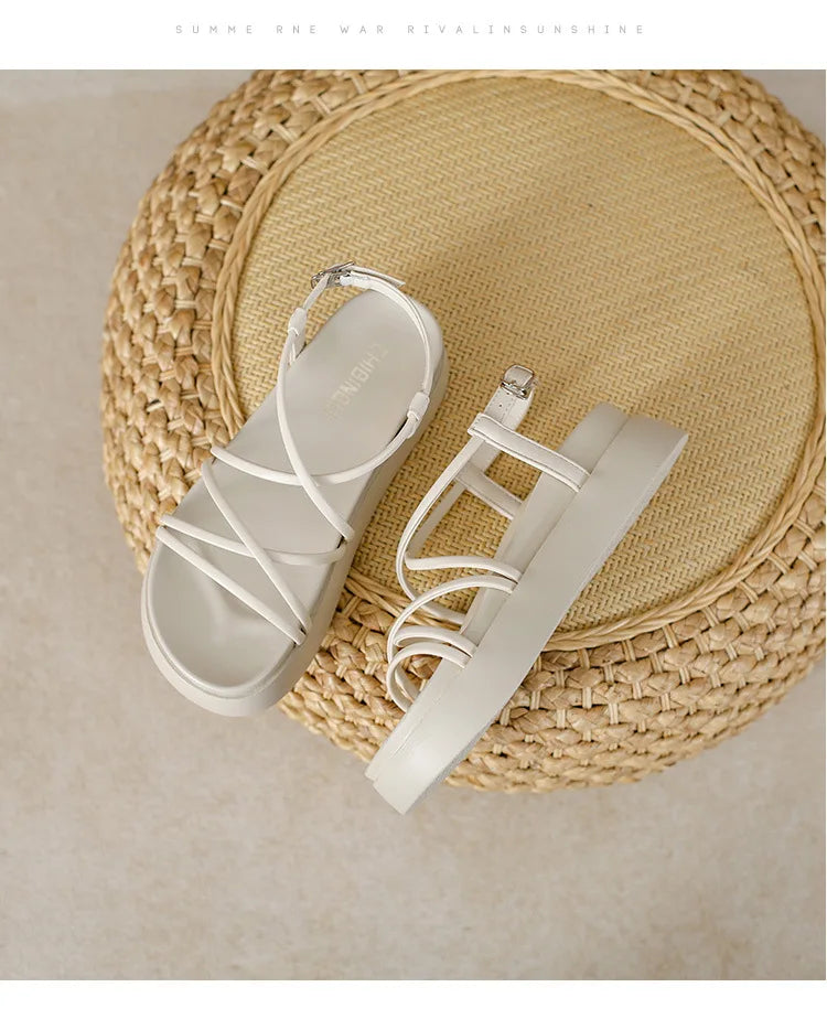Thick Sole Sandals Women 2026 New Summer Soft Sole Elevated Casual Roman Sandals Small Womens Shoes  Sandalias Mujer  Sandal