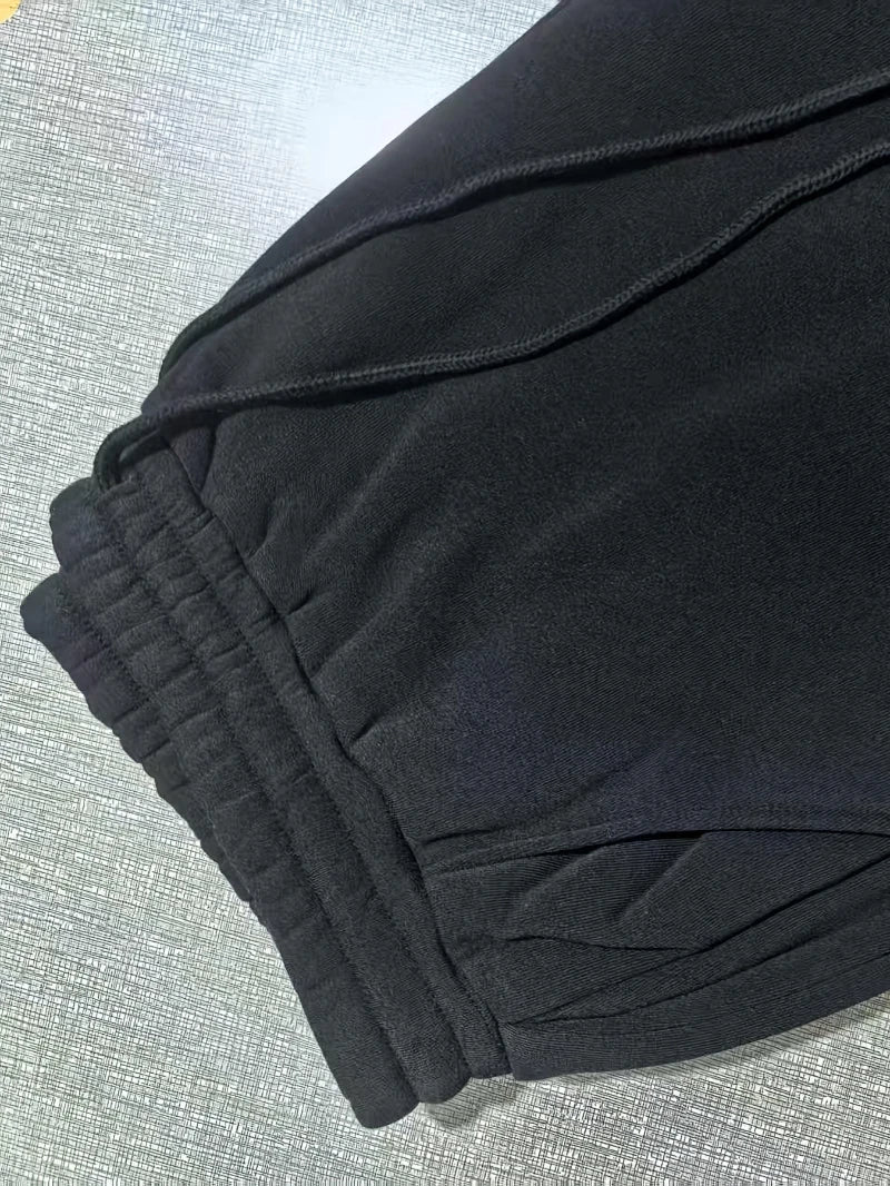 Fashionable Dressing] Men's 240g Fleece Sweatshirt & 220g Sweatpants Set, Solid Color, Heavyweight Hooded Sporty Style Trendy