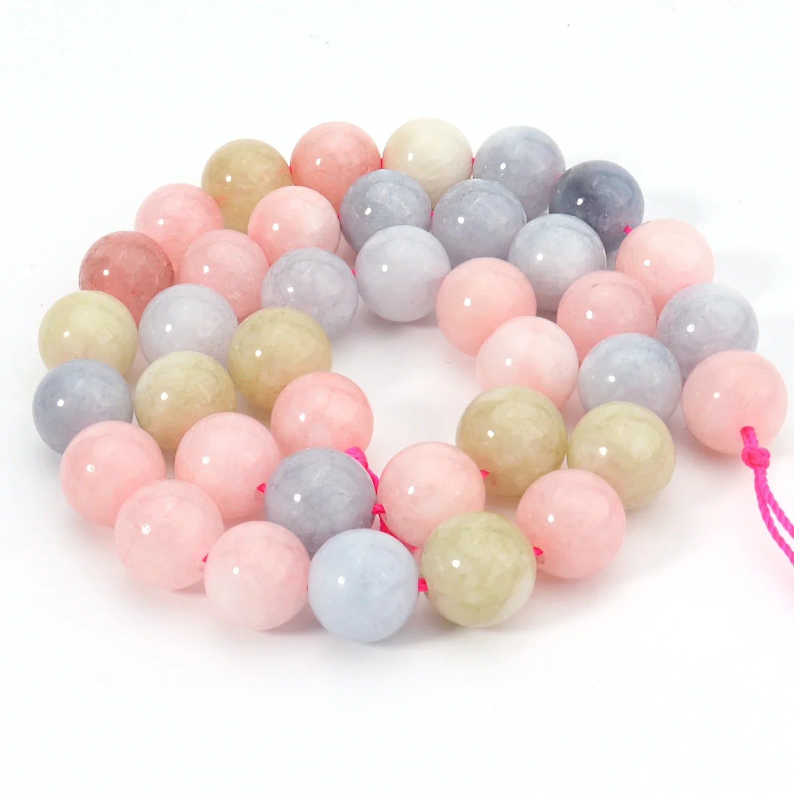 Natural AAA+Morganite Stone Smooth Round Gemstone Loose Beads For Jewelry Making DIY Handmade Bracelet Accessories 15'' 6/8/10mm