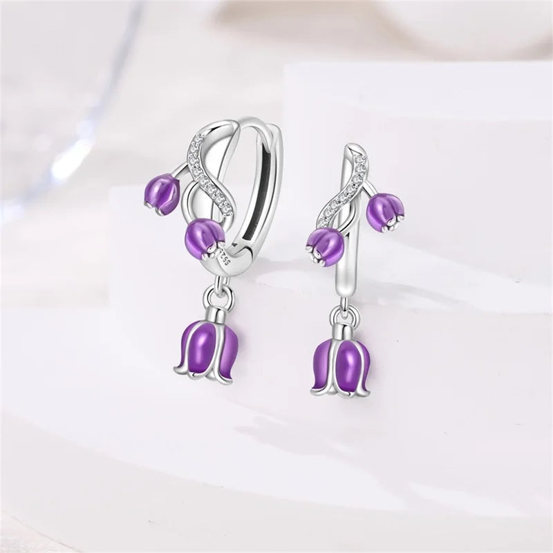 925 Sterling Silver Green Lucky Clover Yellow Daisy Bamboo Earrings  for Women Bee Butterfly Ear Studs Elegant Party Jewelry