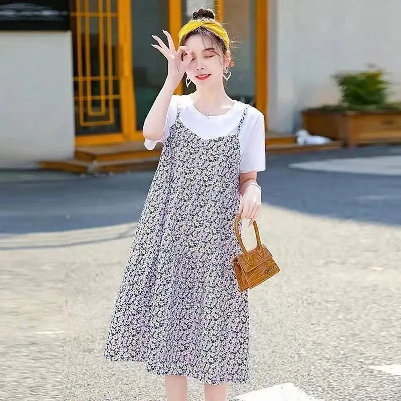 Maternity Dress Summer New Floral Dress Korean Version Casual Fashion Mom Loose Fresh Summer Dress Thin Pregnancy Dresses