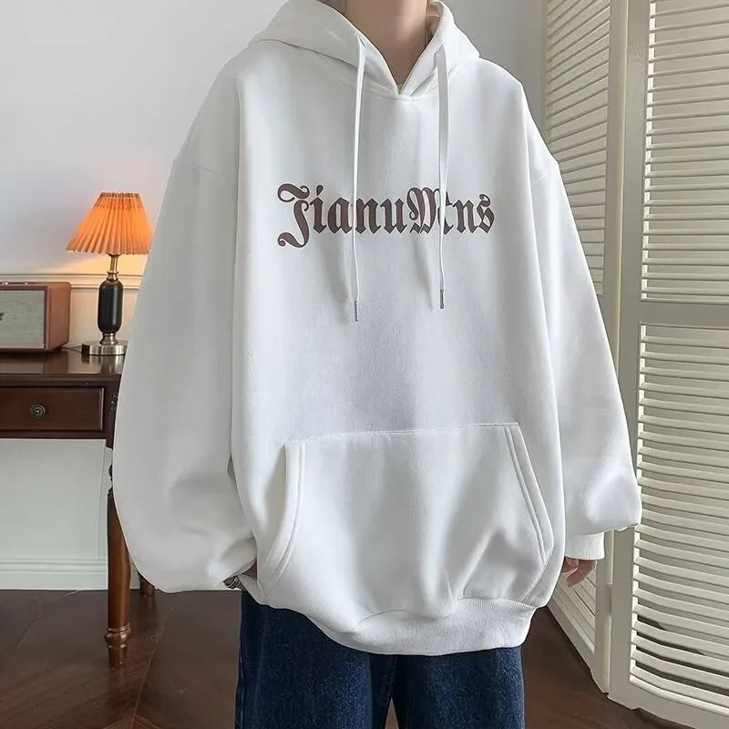 【M-8XL】American Retro Creative Poker Card Printed Hoodie for Men Fashionable and Trendy Street Loose Oversized Jacket for Men