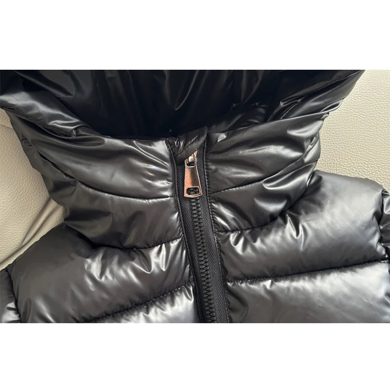 3-8 Years Girls Cotton Jacket 2025 Winter New Black Thick Warm Hooded Zipper Windbreaker Coat For Boys Cold-proof Down Snowsuit