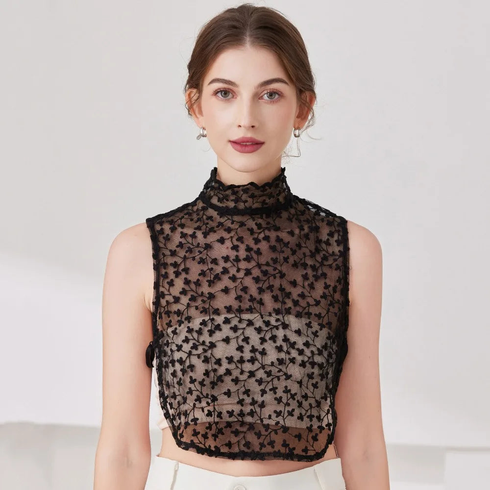 Cute Petal Fake Collar Black Lace False Collar Detachable Lapel Clothes Accessories Women