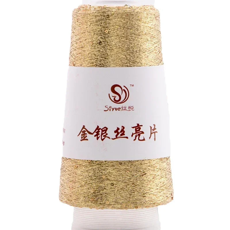 Lurex Sequined Companion Glitter Yarn Golden Wholesale 50g /Ball 1800M Sequin+ Gold Pure Silver Lurex Fabric Metallic Knit Yarn
