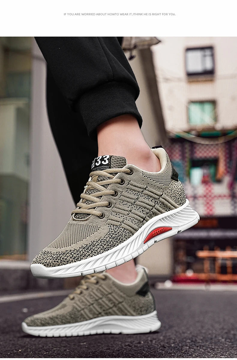 Man Sneakers Elevator Shoes Hidden Heels Breathable Heightening Shoes For Men Increase Insole 6CM Lift Sports Casual Height Shoe