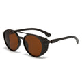 Men Women Polarized Sunglasses Steampunk Sports Sun Glasses Round Frame Eyewear with Side Shield UV400 Protection Driving Shades