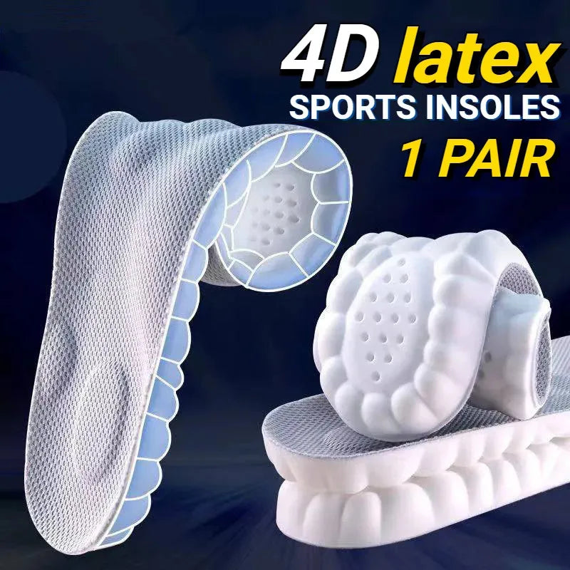 Neue 4D-Massageeinlagen, superweiche Sportschuh-Einlegesohle für Füße, Laufschuhsohle, Fußgewölbestütze, orthopädische Einlagen, Unisex