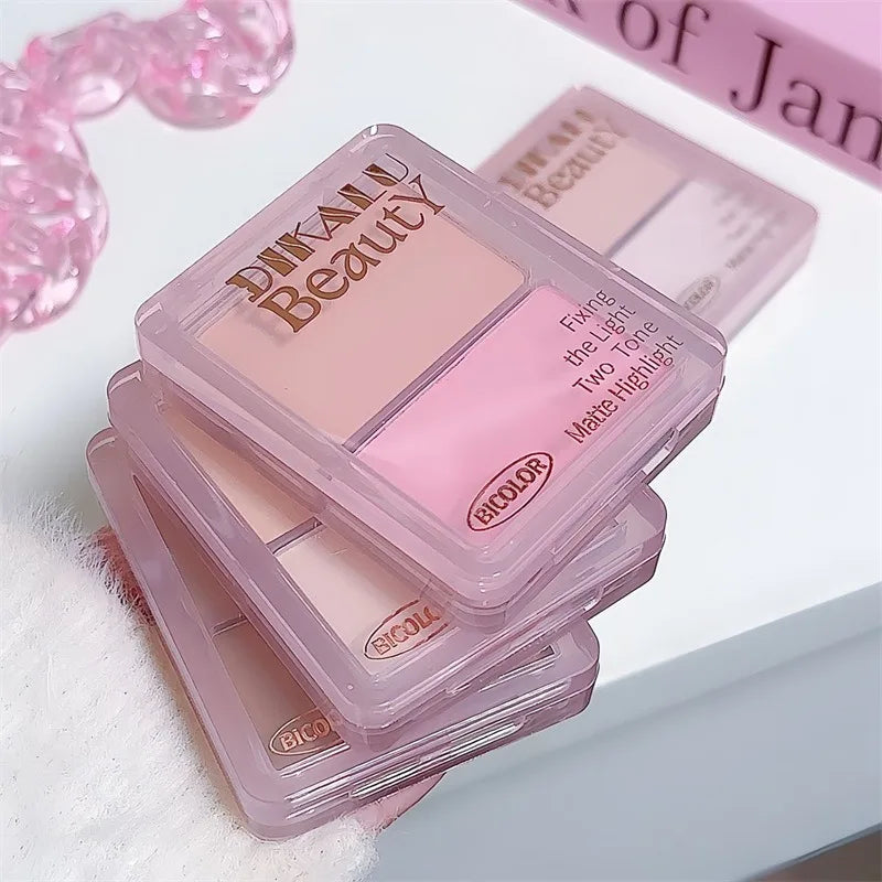 Two-tone Highlight Shading Powder Contour Palette Natural Matte Brighten Skin Blusher Bronzers Shaping Face Nose Shadow Makeup