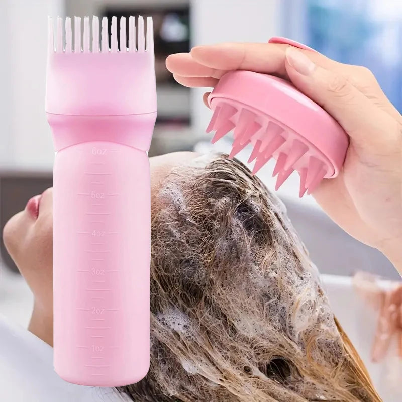 3pcs Scalp Massage Brush with Root Comb Applicator Bottle Silicone Massager Hair Oil Applicator Bottles Hair Coloring Supplies
