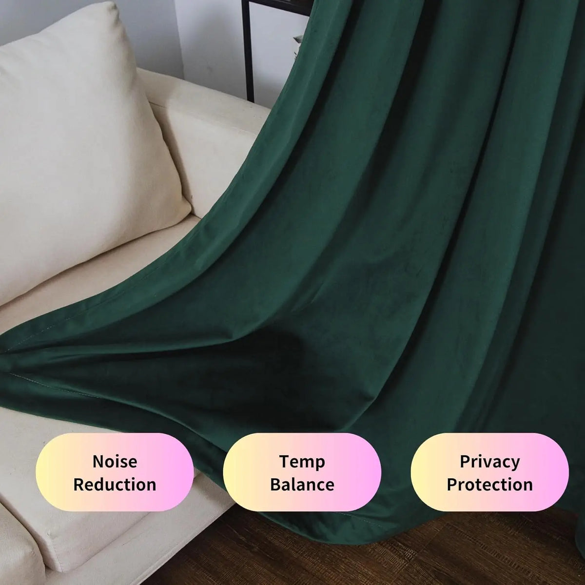 Dark Green Velvet Curtains 84 inches Long 1 Panel, Luxury 85% Blackout Curtains for Bedroom Living Room Rod Pocket