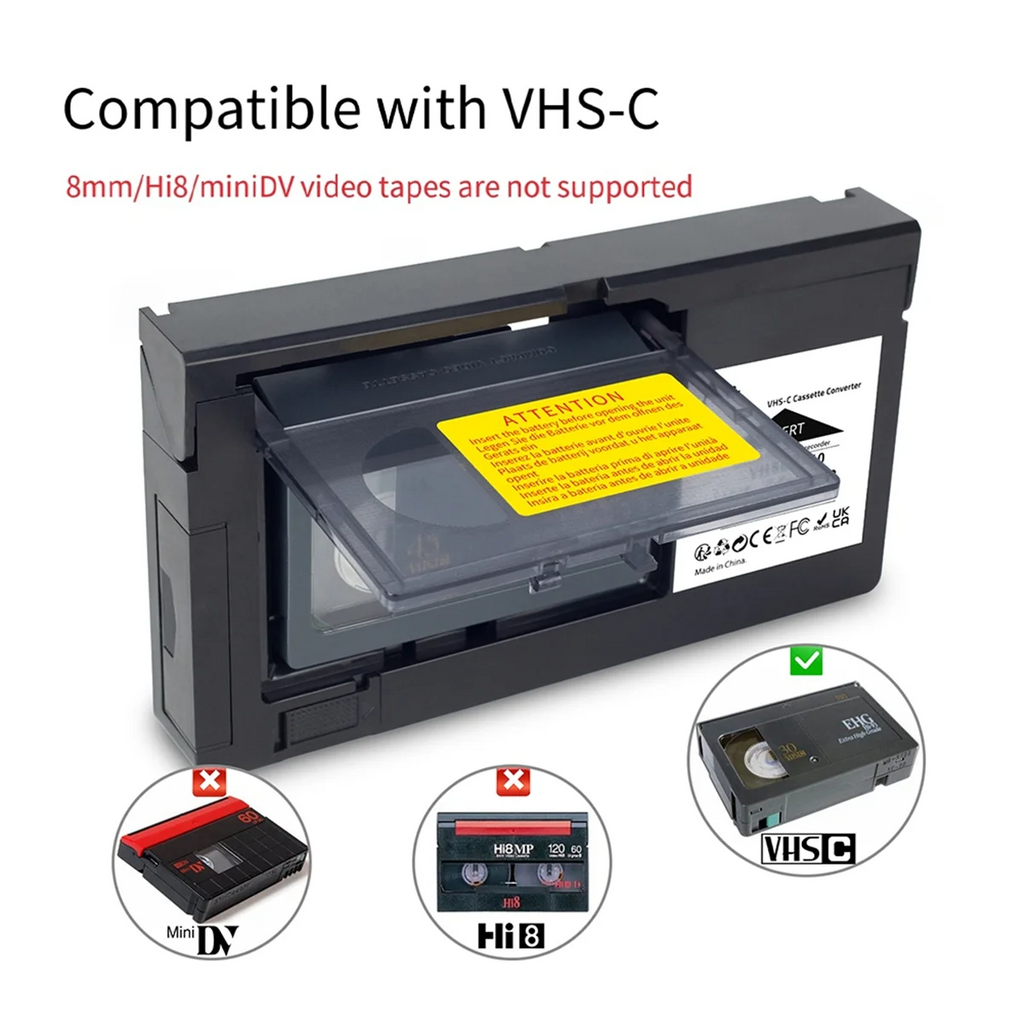 A66I VHS-C Cassette Converter for JVC for RCA for Panasonic VHS to VHSC SVHS-C Cassette Adapter Not for 8mm/MiniDV/Hi8