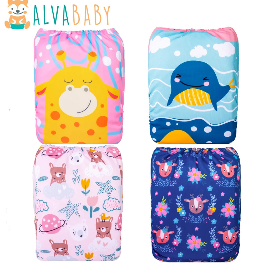 U Pick ALVABABY Waschbare Stoffwindel Ökologische Taschenwindel Windel Passend für 0-2 Jahre 3-15kg Baby mit 1 Stk. Einlage