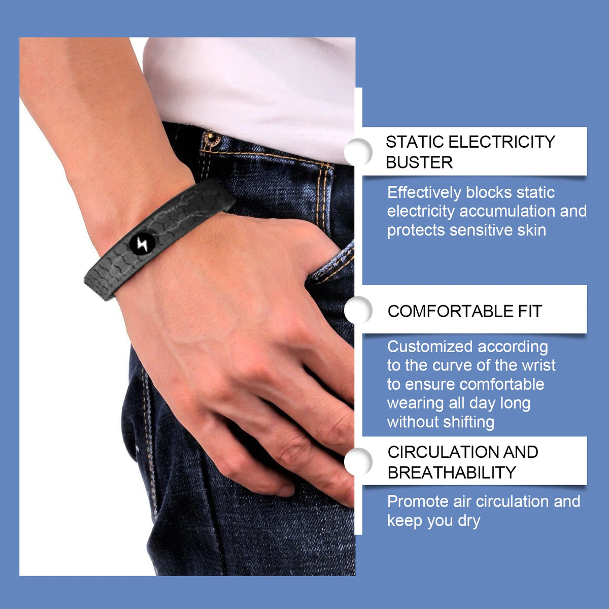 Body Care Energy Wristband Relieve Wrist Hand Joint Pain Anti Fatigue Stress Promote Blood Circulation