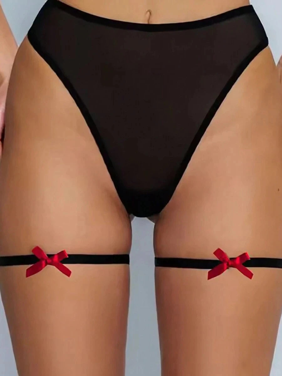 Women Sexy Simple Bowknot Thigh Leg Strap Garter Gothic Leg Adjustable Hip Harness High Waist Stocking Belt Halloween Valentine
