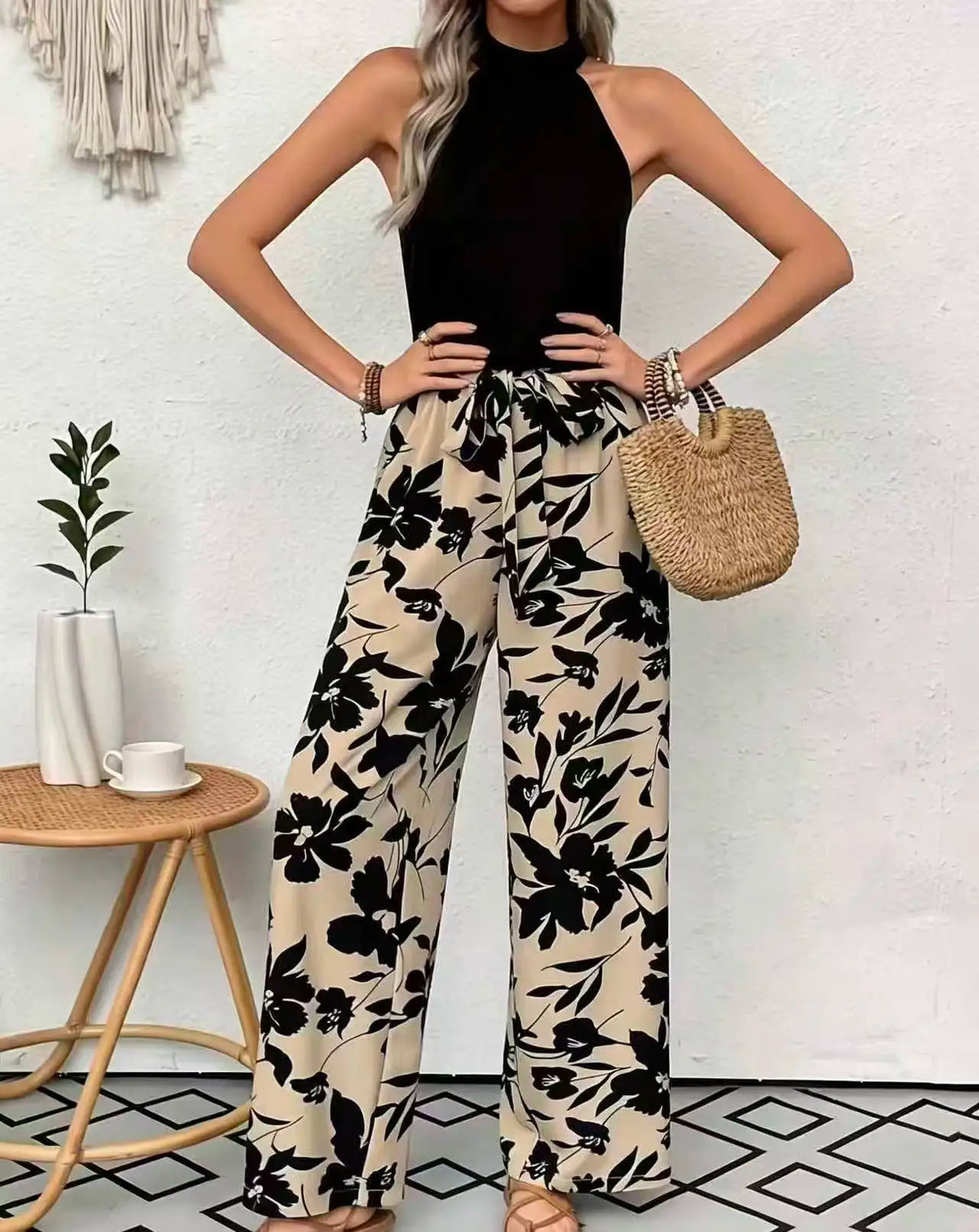 Women's Printed Wide Leg Pants Casual Elastic Waist Long Trousers Comfortable Fashion plus Size Women's Clothing