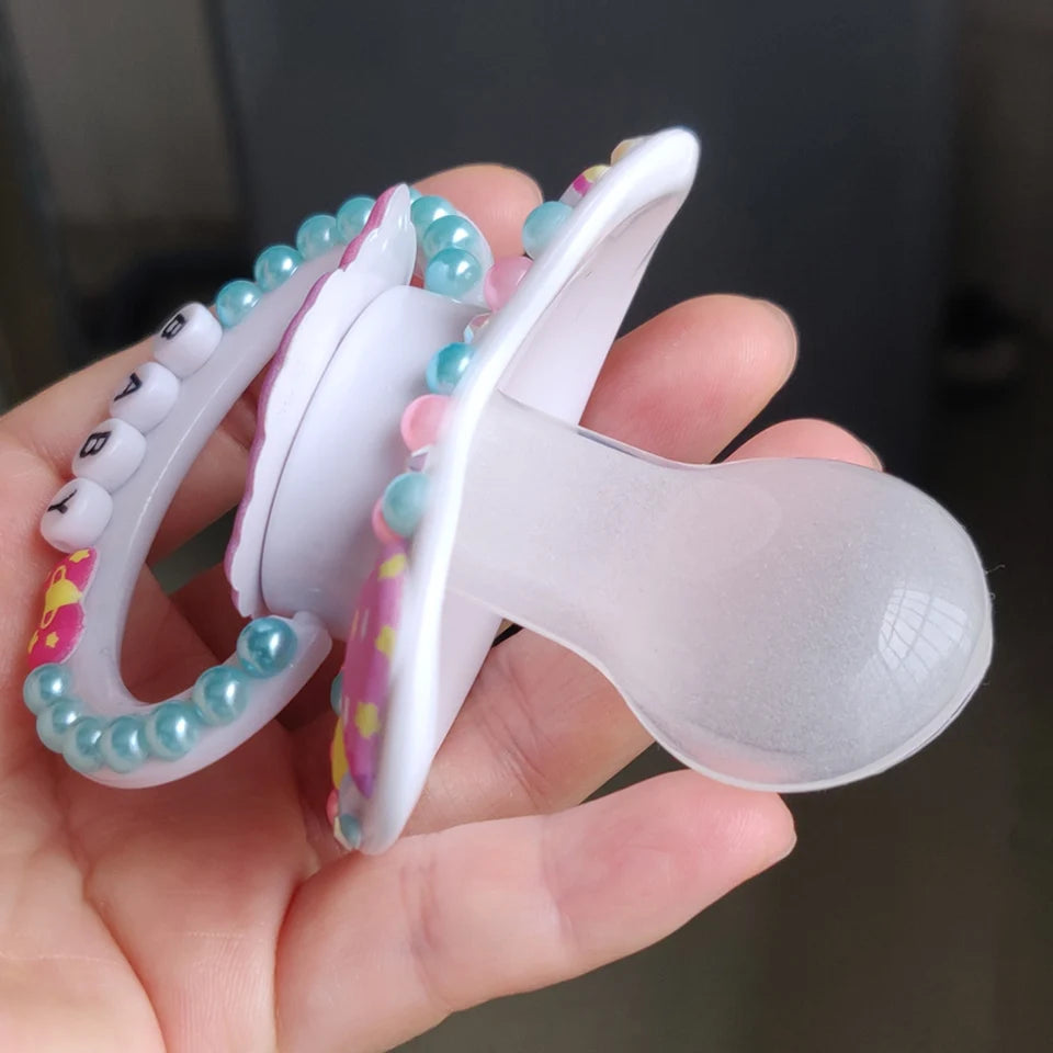 unique handmade bling white star bear adult pacifier Adult Sized Cute Gem Pacifier Dummy  Silicone Nipple pacifier