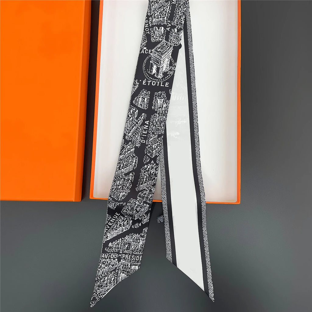 2024 Neues Design Stiefmütterchen Tarot Schal Frauen Luxusmarke Schal Skinny Tasche Seidenschals Foulard Haar Halstuch Stirnband Für Damen