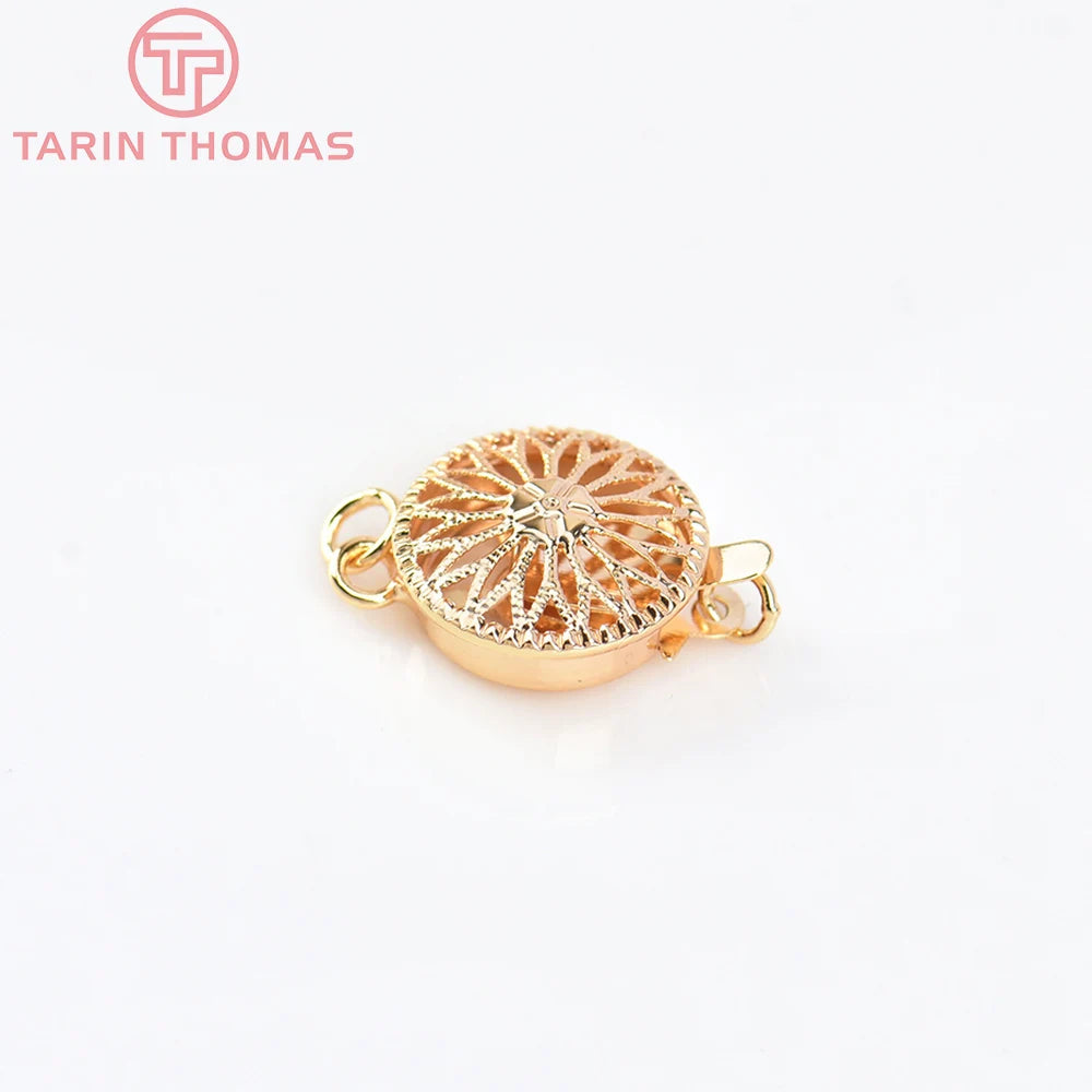 (5798) 4PCS 12MM 24K Gold Color Brass Round Bracelet Necklace Connector Clasp High Quality Diy Jewelry Accessories Wholesales