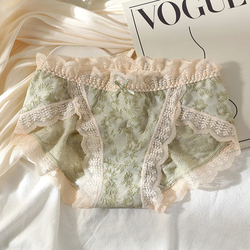M-XL Sexy Lace Panties Women's Underwear Panty Plus Size Fashion Flower Briefs Mid Waist Seamless Underpants Female Lingerie