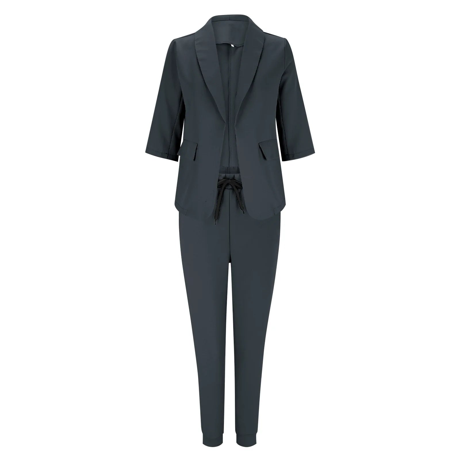 Traje de oficina formal de dos piezas para mujer 2026, conjunto de blazer y pantalón ajustado con bolsillo, solapa, conjuntos de oficina para mujer, chándal de 2 piezas