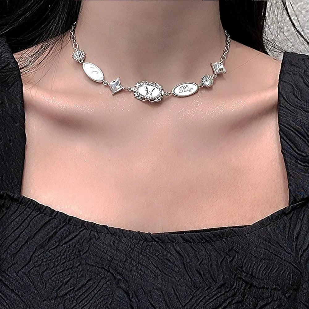 New Fashion Punk Butterfly Letter Pendant Necklace for Women Trendy Fashion Neck Chain Women's Group Style Jewelry