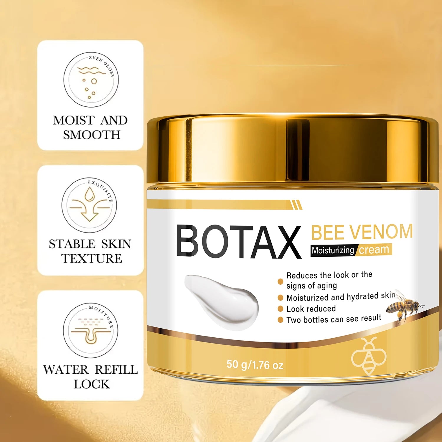 BOTAX Bee Venom Moisturizing Cream, Firming & Anti-Aging with Retinol, Hyaluronic Acid & Collagen for Hydrated Skin