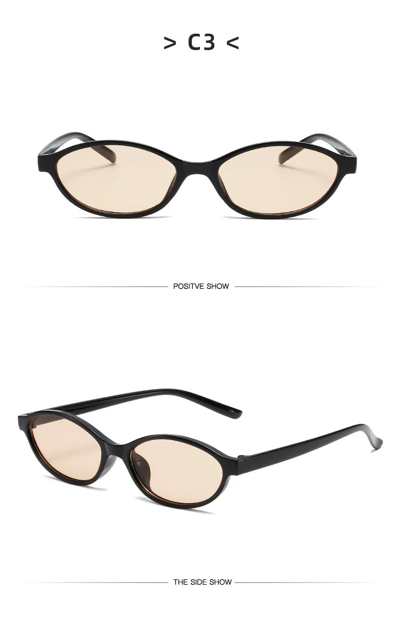 Sexy Small Oval Women's Sunglasses 2024 New Fashion Black Brown Sun Glasses Ladies Shades Trends Summer Unique Eyewear Men