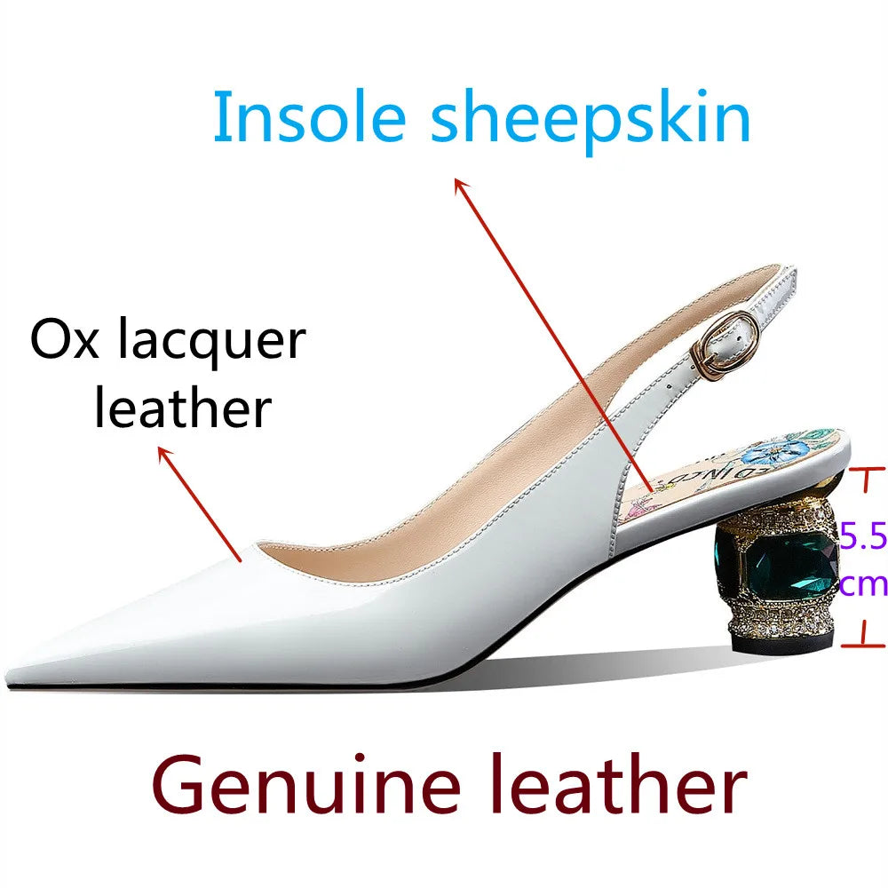 【JOCHEBED HU】2025 Newest Spring Summer Shoes Woman Sexy Brand Genuine Leather Shallow Pumps Pointed-Toes Strange Style  33-46