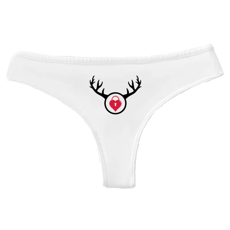 Cuckold Heart with Antlers G-string Women's Cotton Thong Breathable Comfortable Female Underwear Girls Hot Panties Sexy Lingerie