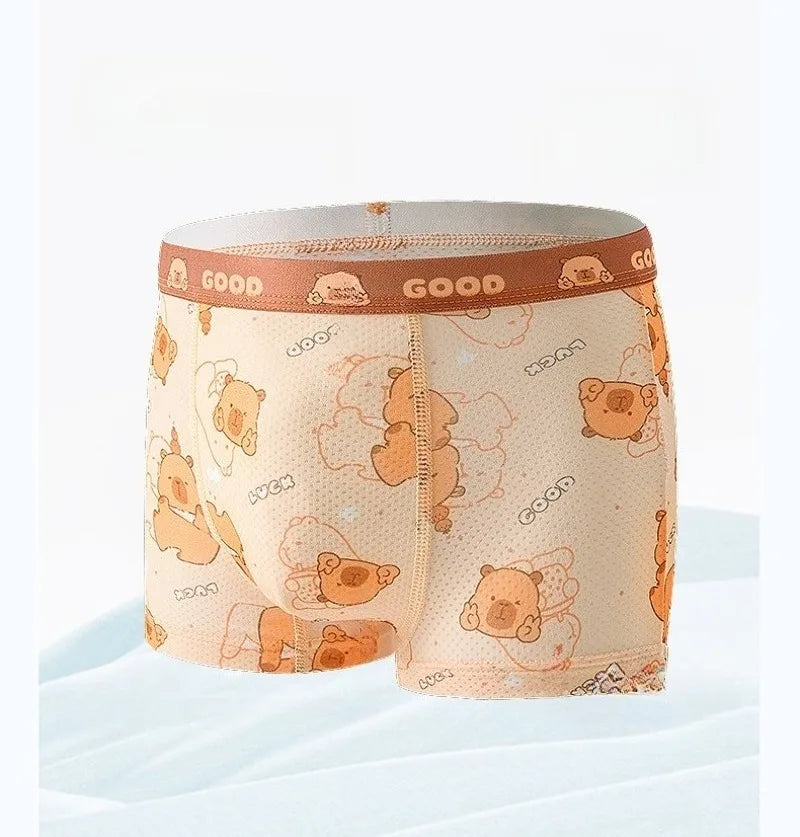 4PCS Summer Kid Mesh Breathable Panties for Boy Soft Comfort Antibacterial Knickers 3+y Young Child Cute Cartoon Print Underwear