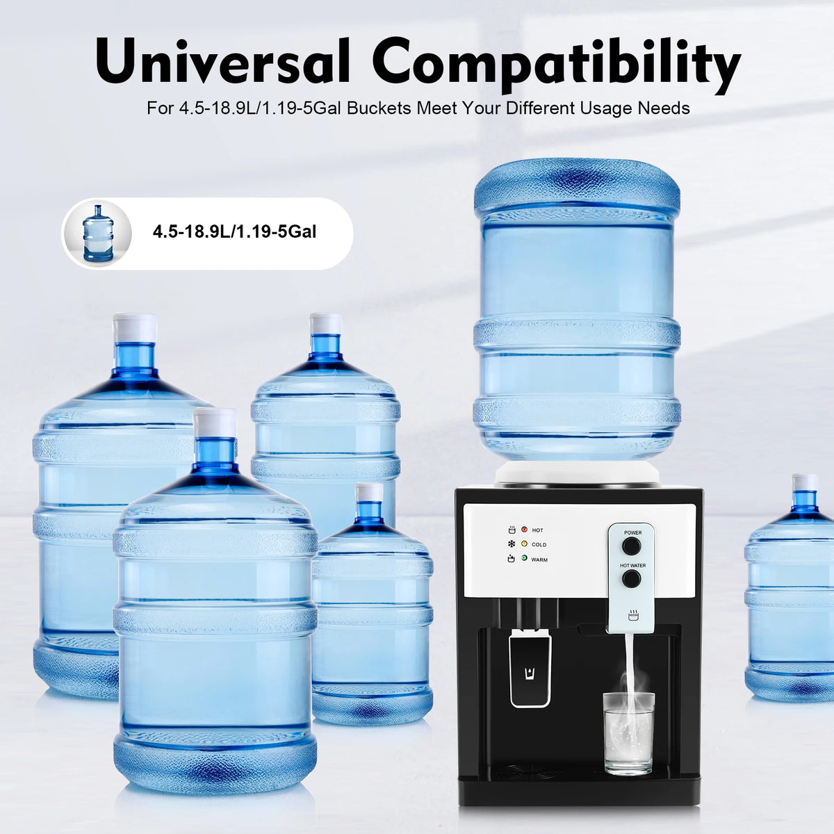 Water Cooler Dispenser Countertop Hot/Cold Drinking Machine Electric Hot Cold Water Dispenser for Home Office Use White