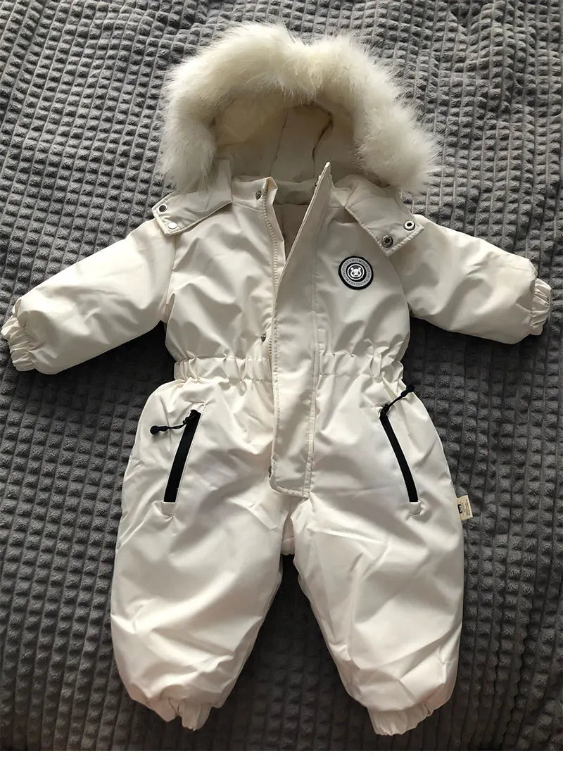 Baby-Skianzug Herbst und Winter Baby-Jumpsuit Warmer Plüsch Strampler für Jungen Baby-Mädchen-Kleidung Wasserdichte Kinderjacke