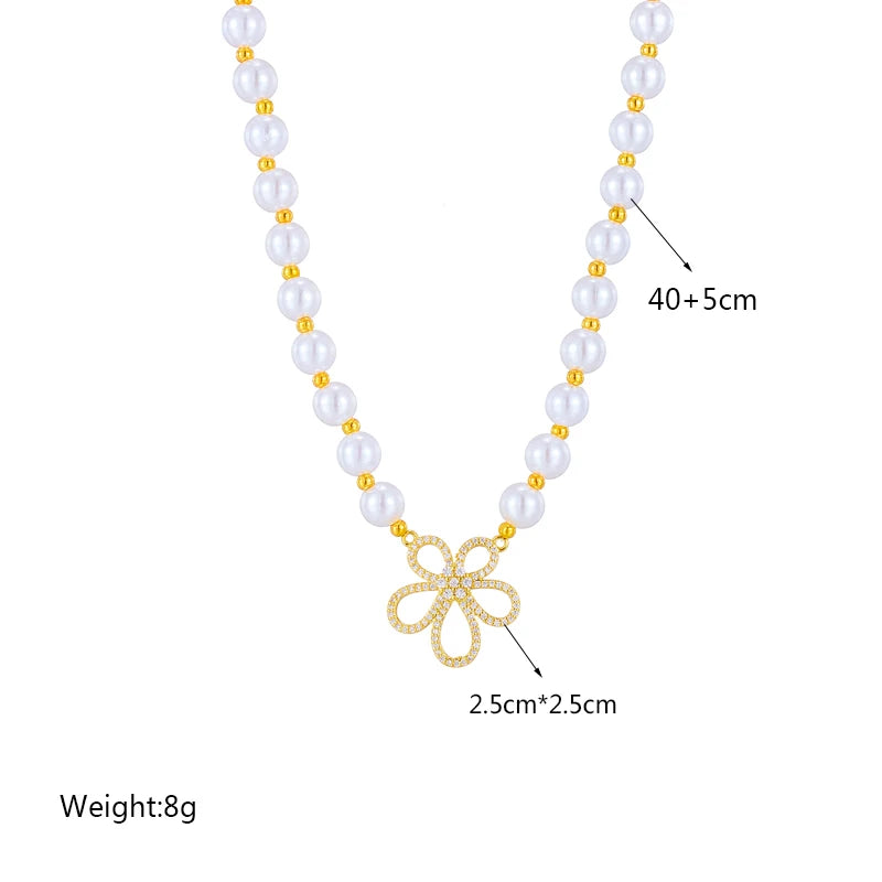 DIEYURO 316L Stainless Steel Pearl Heart Butterfly Green Stone Pendant Necklace For Women Vintage Girls Chain Jewelry Gifts
