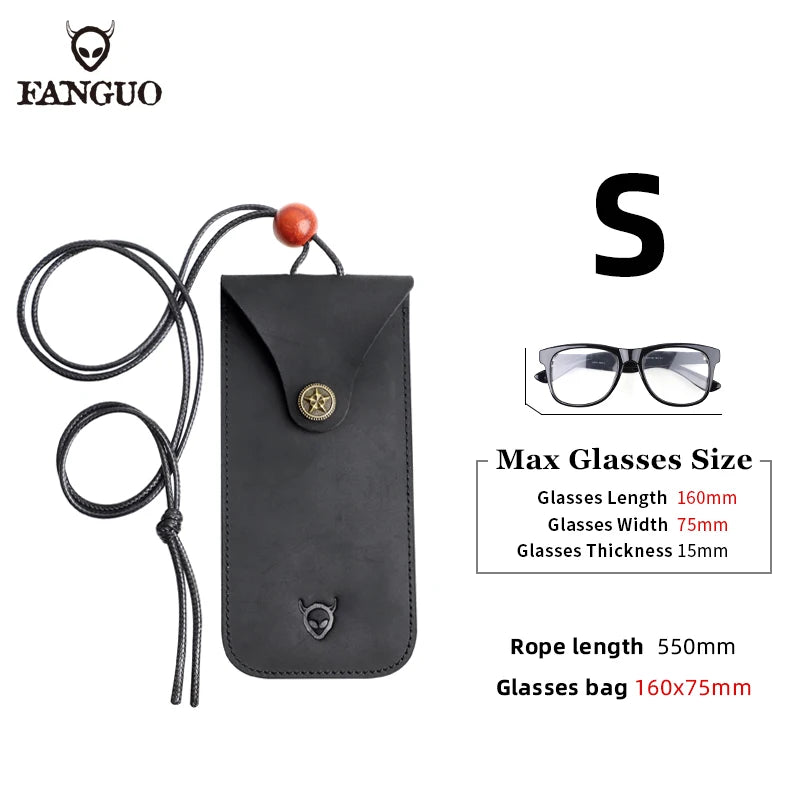 Solid Color Genuine Leather Reading Glasses Bag Case Handmade Leather Sunglasses Pouch Simple Eyewear Storage Pocket Accessories