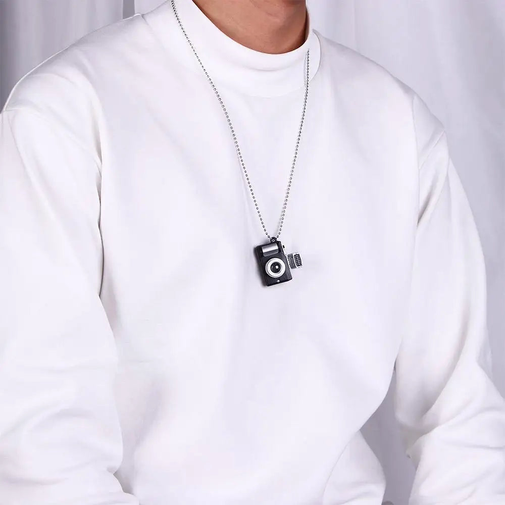 Couple Models Unisex Flash Camera Men Luminous Sweater Chain Music Pendant Fashion Jewelry Necklace