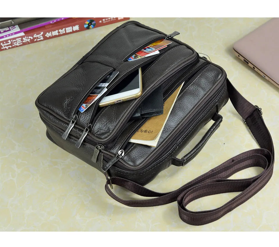 New Arrival Men Shoulder Bag Men's Genuine Leather Messenger Bag Boy Coffee Middle Size Handbags Tote Natural Skin Men Briefcase