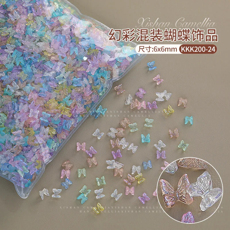 100pcs Ice Transparent Pentagram Nail Art Charms Resin 3D Shiny Stars Nail Art Rhinestone Flatback Gems DIY Nail Accessories