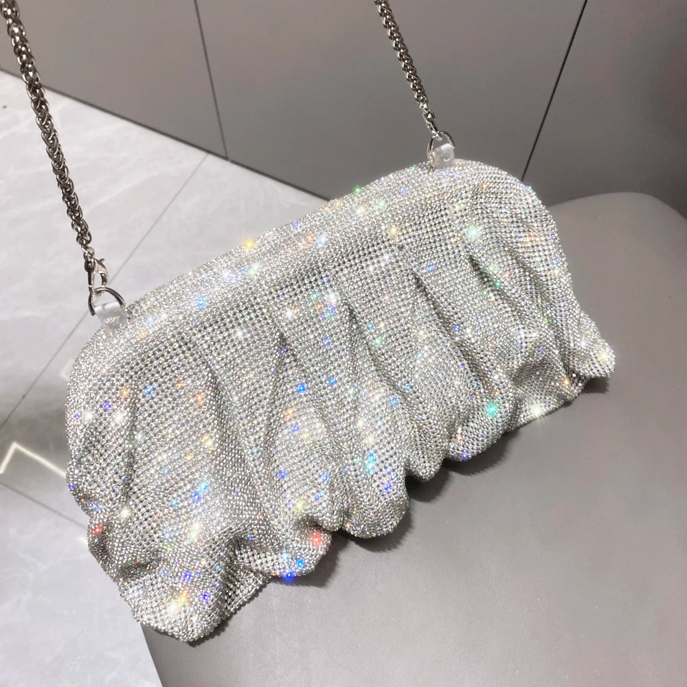 Glänzende Strasssteine, handgefertigte Abend-Clutch-Taschen, neue Faltbörsen und Handtaschen, Luxus-Designer-Hochzeitsfeier, hohe Qualität